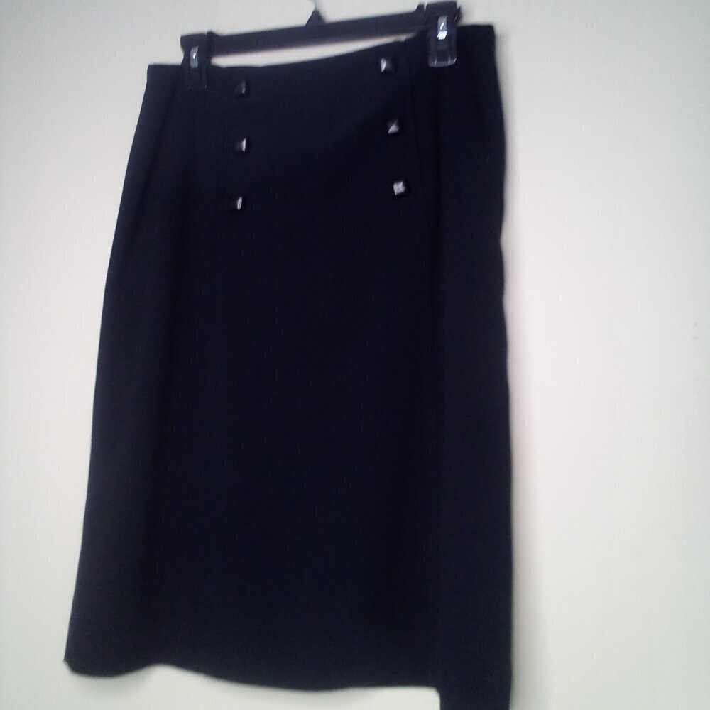 Banana Republic Skirt Women 8 Decorative Buttons Straight Classic Career Black